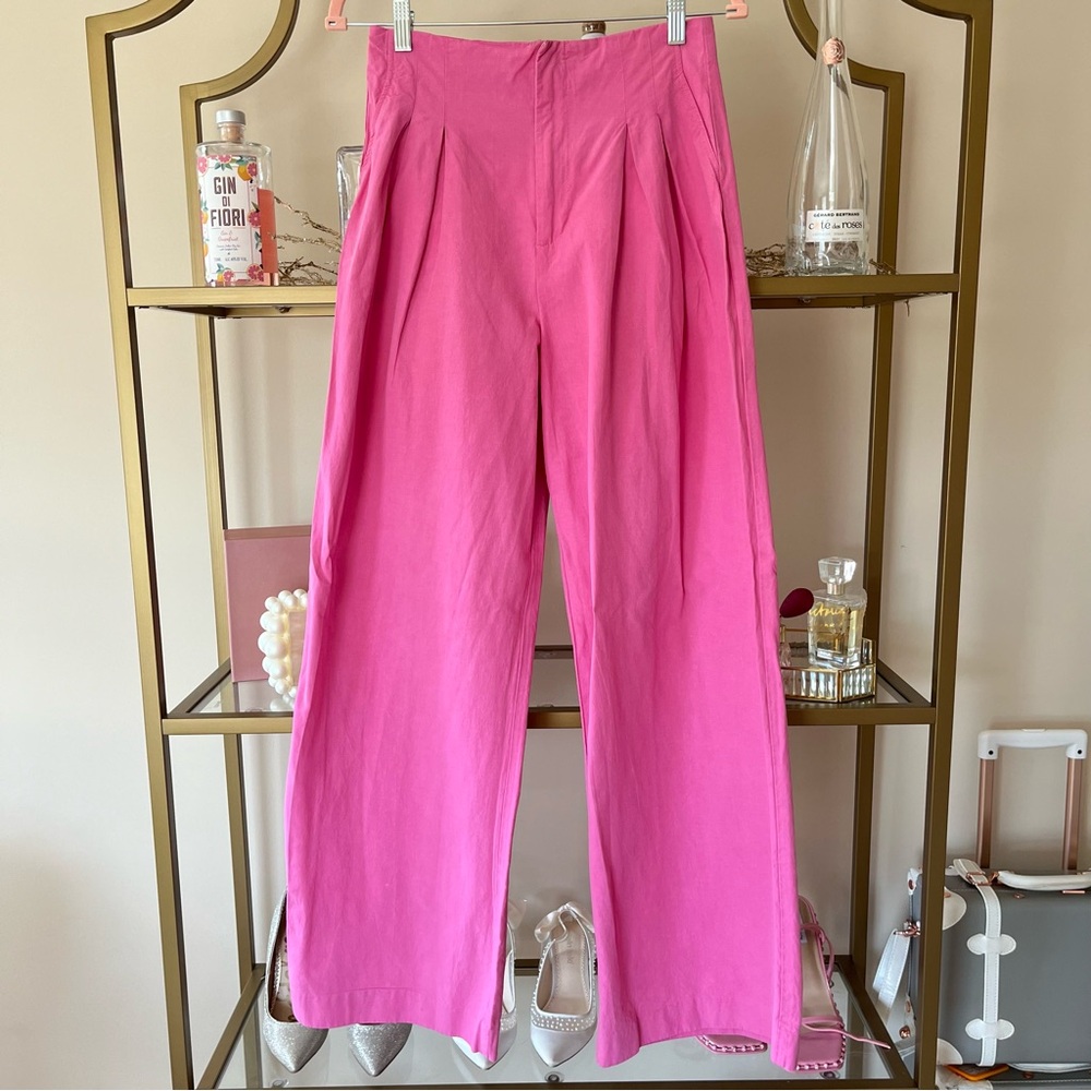 Zara High Rise Wide Leg Trouser in Fuscia Size S